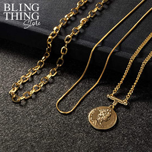 Coin Medallion (Set of 3) Layered Necklaces