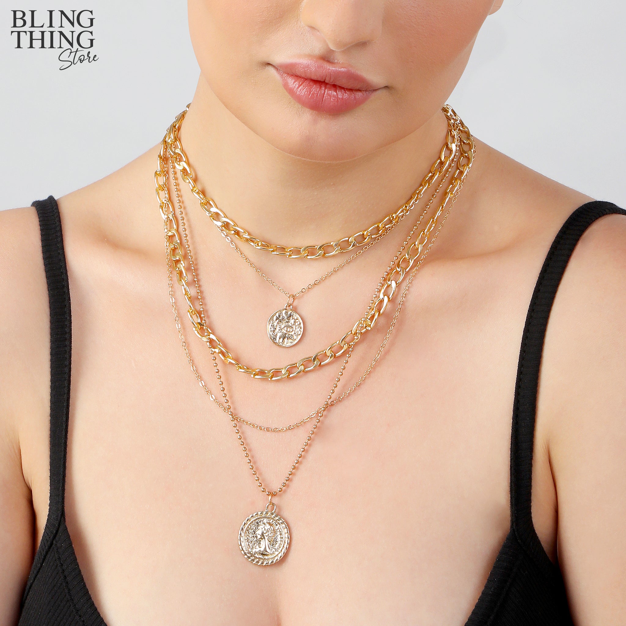 Multilayered Chain Medallion Necklace