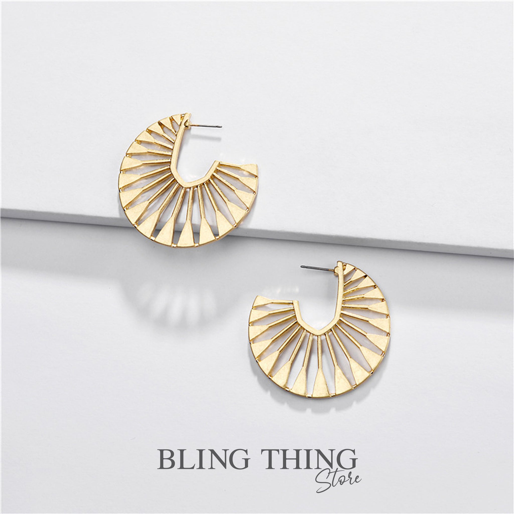 Sun Ray Gold Earrings