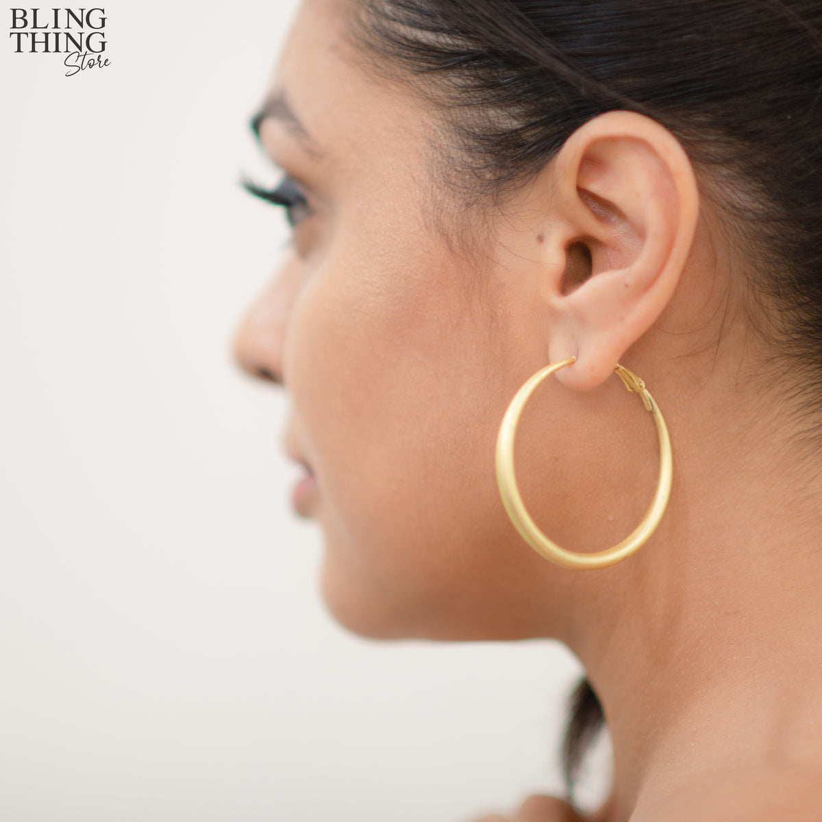 Velvet Touch Gold Matte Hoops