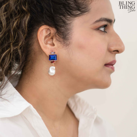 Retro Radiance Earrings (Indigo)