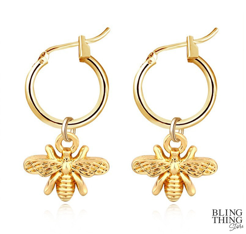 Bee Dangling Hoops