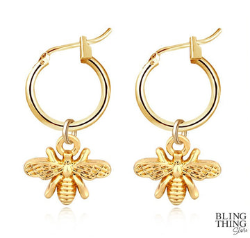 Bee Dangling Hoops