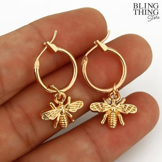 Bee Dangling Hoops