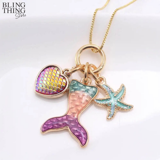 Ocean Heart Charm Necklace