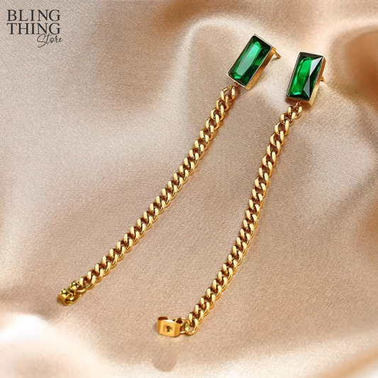 Ethereal Emerald Chain Earrings