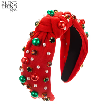 Christmas Noël Luxe Pearl Hairband - Red