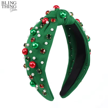 Christmas Noël Luxe Pearl Hairband - Green