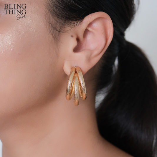 Hammered Triple Hoops