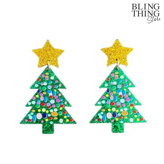 Holly Jolly Christmas Tree Earrings