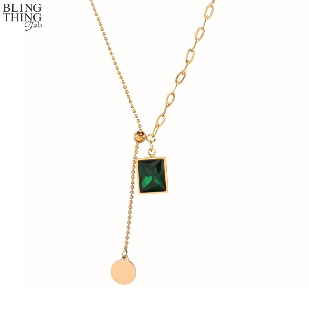 Emerald Delight Necklace - Anti Tarnish 18K Gold plated