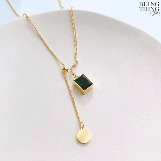 Emerald Delight Necklace - Anti Tarnish 18K Gold plated