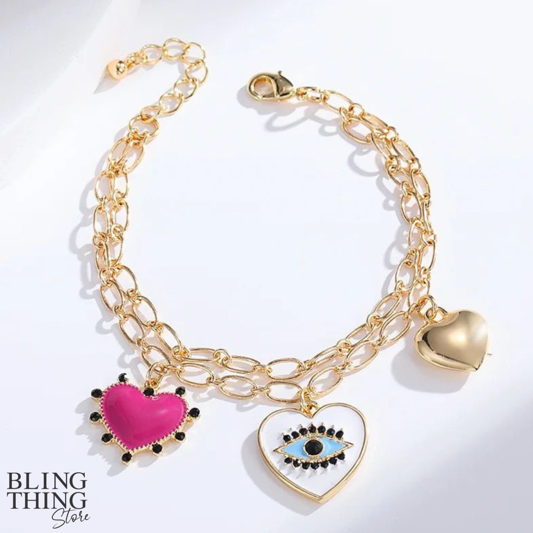 Charmful Love and Ward: Evil Eye Heart Bracelet