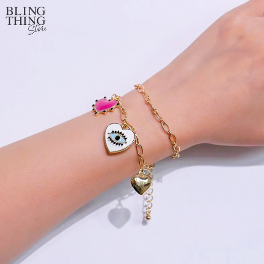 Charmful Love and Ward: Evil Eye Heart Bracelet