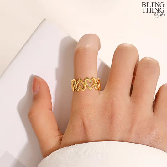 Linked Love Hollow Heart Ring