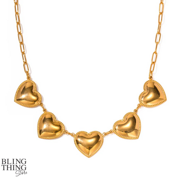 Charmful Hearts Necklace - 18K Gold Plated