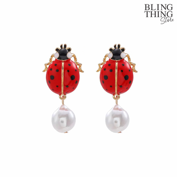 Red Ladybug Pearl Drops