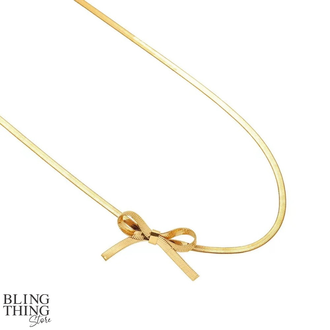 Bowknot Choker Necklace - 18K Gold Plated