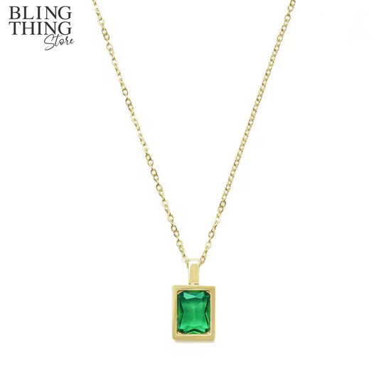 Emerald Slim Necklace - Anti Tarnish 18K Gold plated